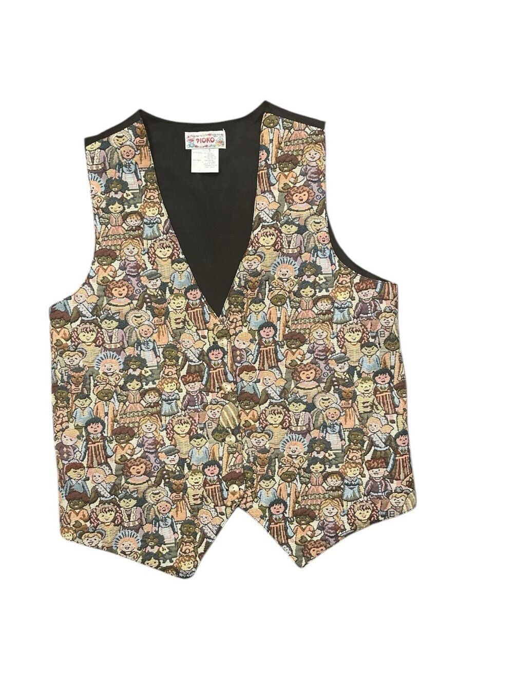 Pioko Vest S/M Button Up Children of the World Tapestry button vest tie back